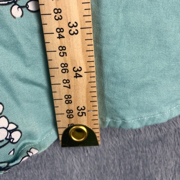 Dress Womens Medium Mint Floral Peony Fit & Flare Retro 50s Cotton Stretch OWIN - Picture 7 of 11